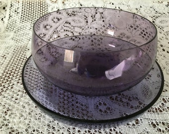 Mid Century Swedish Glass Bowl and Dish