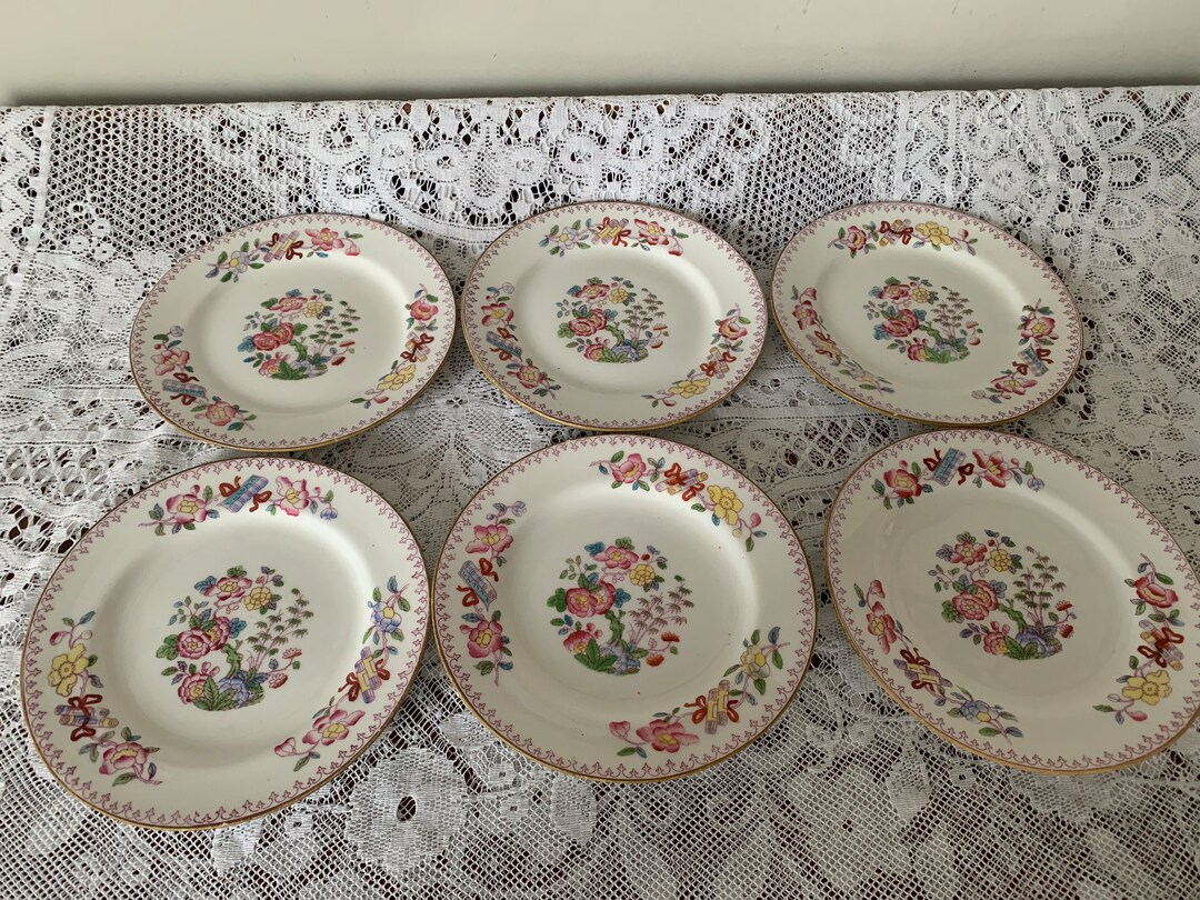 6 Antique China Tea Plates Floral Design 3784 Etsy