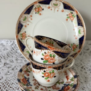 2 1930s Best English China Tea Cups and Saucers with Serving Plate