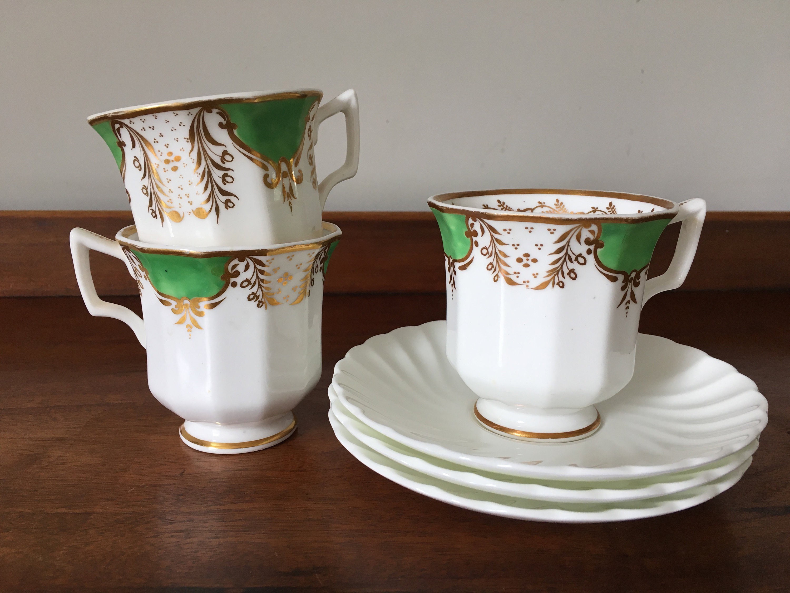 3 Antique Late Spode Tea Cups Mismatched With 3 Scalloped Etsy