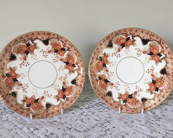 Two vintage Art Nouveau 9" cake plates from Stanley China in imari colours