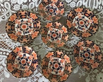 7 Antique Wileman (pre Shelly) Imari Tea Plates (2) and Saucers (5)- 1891.  Pattern 4255