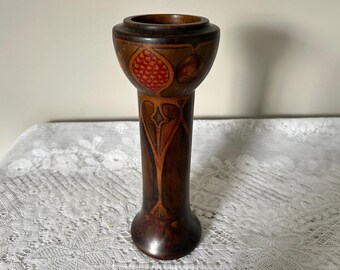 Jugendstil Kerzenhalter aus Holz Handbemalt