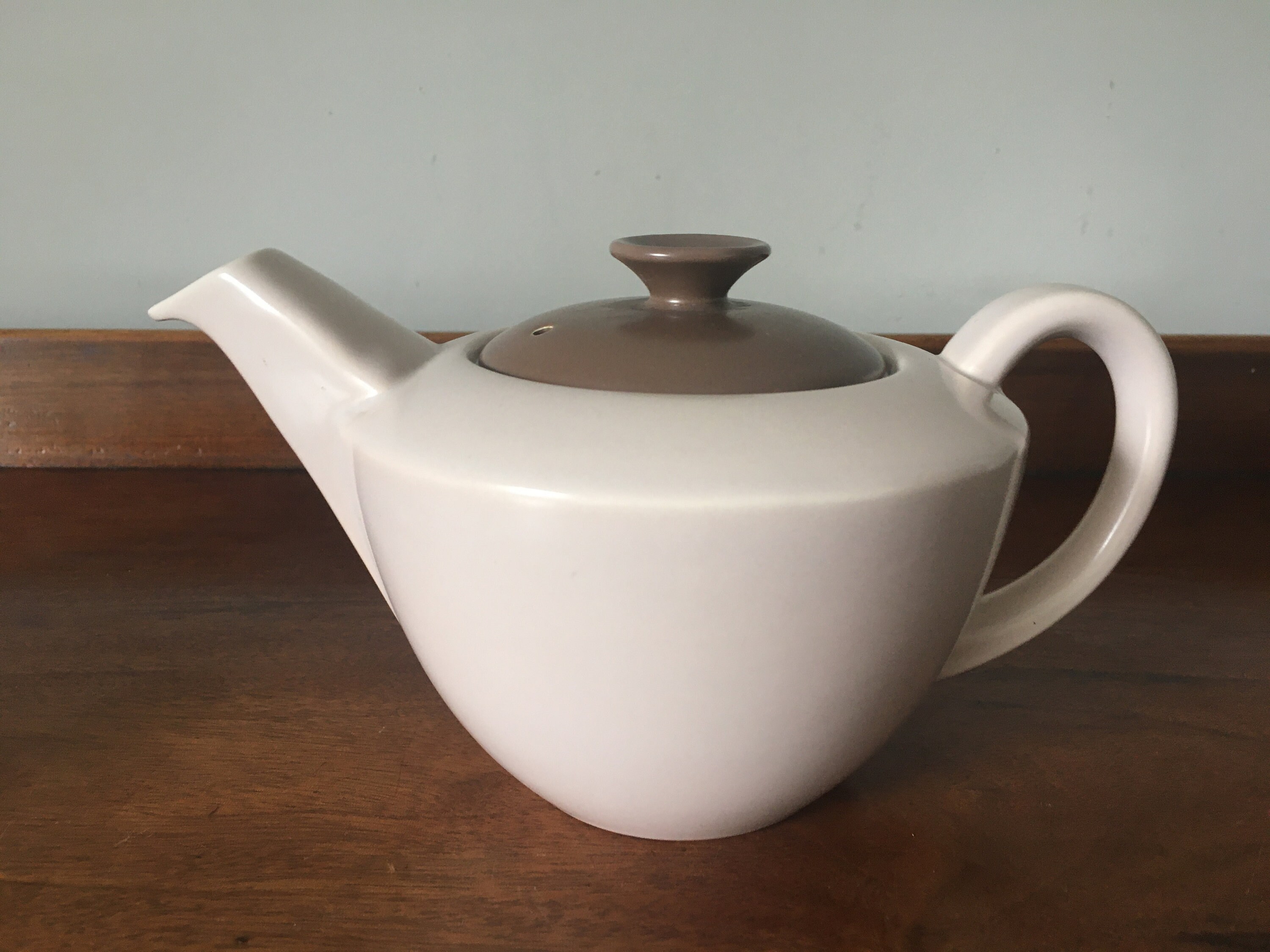 Retro Poole Pottery Twintone teapot in mushroom and sepia Etsy
