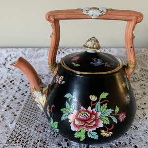Victorian Staffordshire Porcelain Tea Kettle