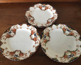 Three Victorian Samuel Radford Tea Plates in Imari Colours