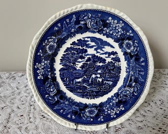 Adams English Scenic Blue and White Ironstone Plate - 10.25" / 26cm Diameter