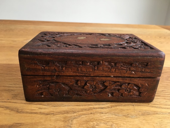 Vintage Hand-carved Indian Wooden Box - 6