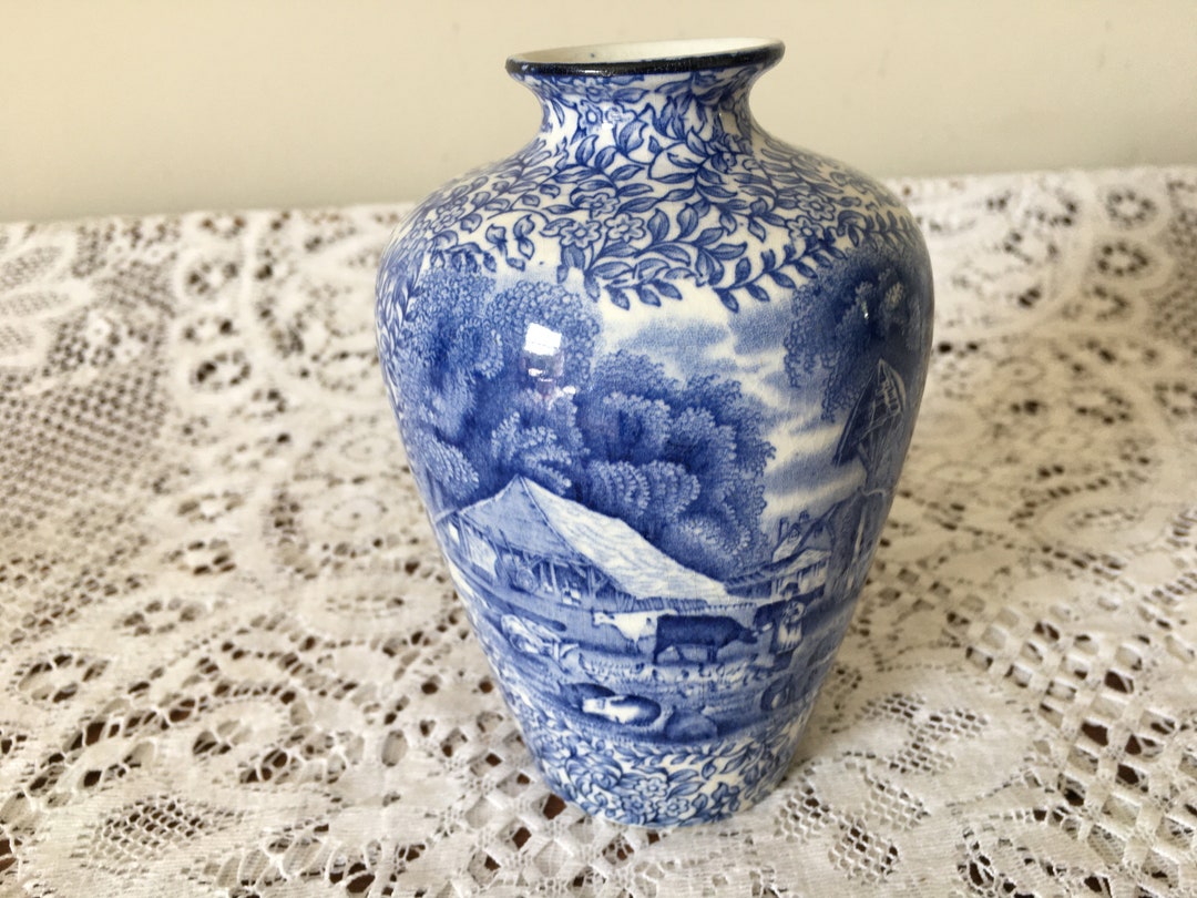 J Kent Fenton Olde Foley Ware Blue and White Vase 5.25 Etsy UK