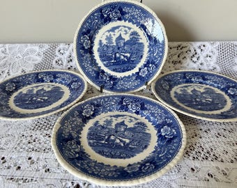 4 Adam’s English Scenic Blue Side Plates - 7"