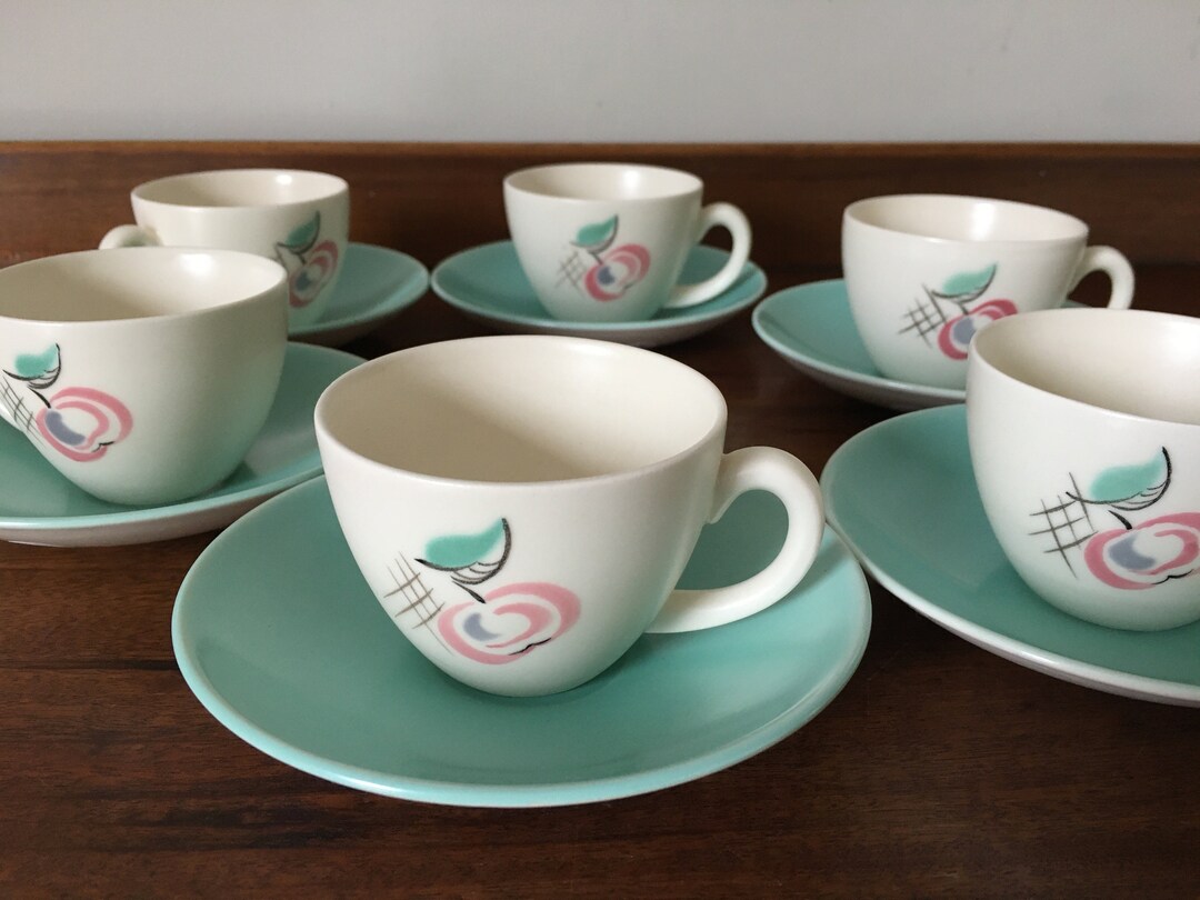6 Mid Century Modern Poole Pottery Espresso Cups and Saucers Etsy