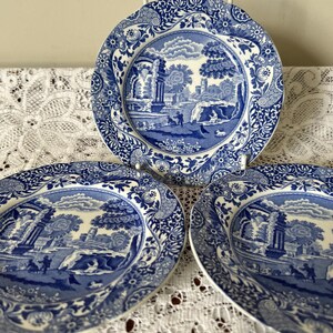 3 Copeland Spode Blue Italian Tea/Side Plates - Blue Backstamp