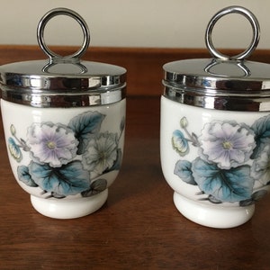 Pair of Royal Worcester Woodland Flowers Egg Coddlers