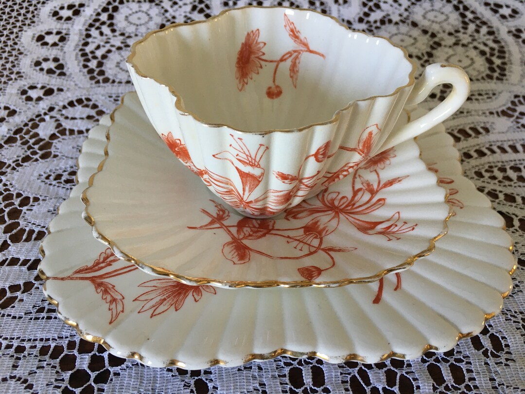 Wileman Early Shelley 'honeysuckle' Pattern 3756 Alexandra Shape Trio ...