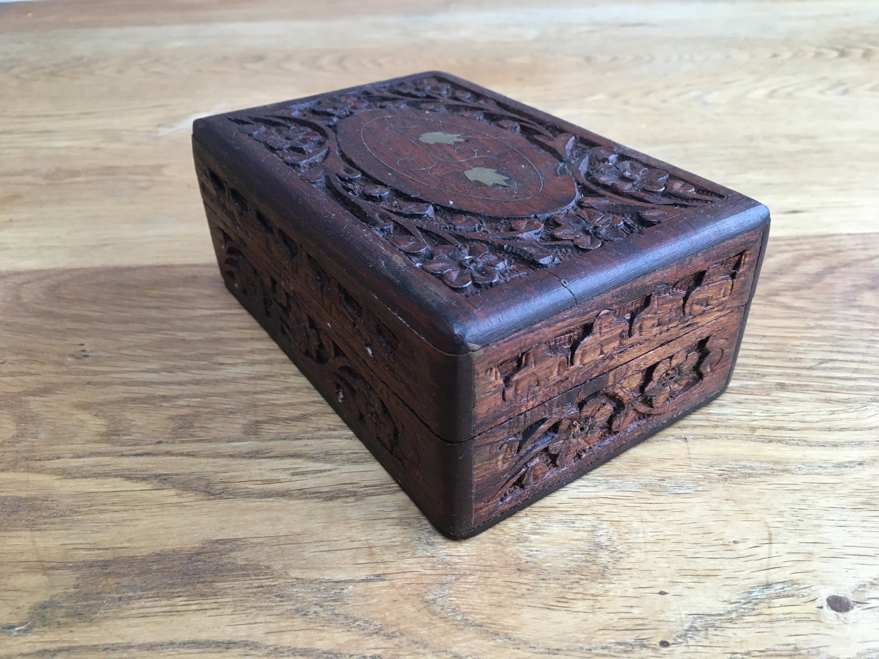 Vintage Hand-carved Indian Wooden Box - 6