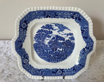 Adam’s English Scenic Blue Square Cake / Serving Plate