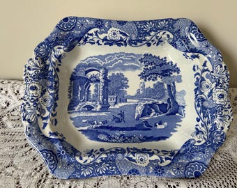 Spode Blau Italienische Servierplatte mit Fuß