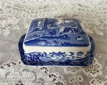 Spode Blue Italian Covered  Butter Dish