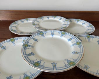 6 Vintage 1920s/30s Art Deco Side Plates - 7" Diameter