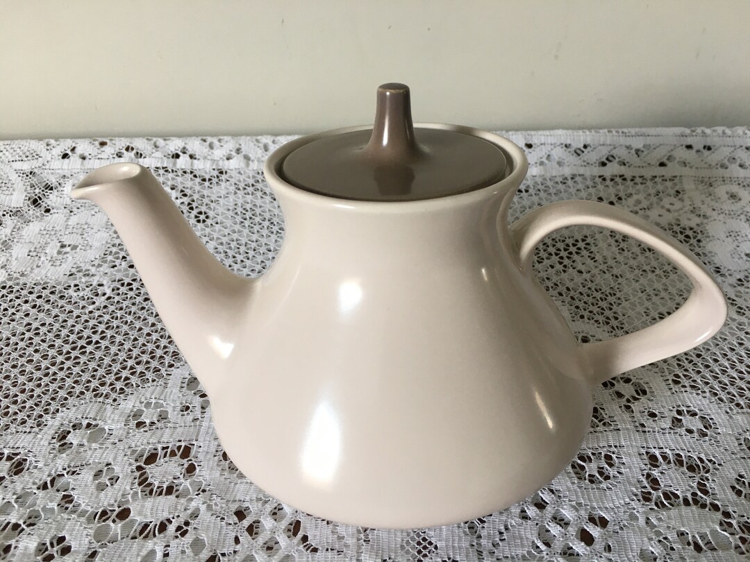 Poole Pottery Twintone Teapot Mushroom and Sepia. Streamline Etsy
