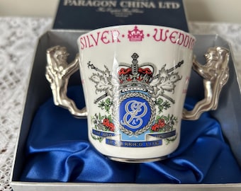 Queen Elizabeth II Silver Wedding Paragon Loving Cup - Boxed