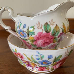 Vintage Paragon Bone China Floral Milk Jug/ Creamer and Sugar Bowl