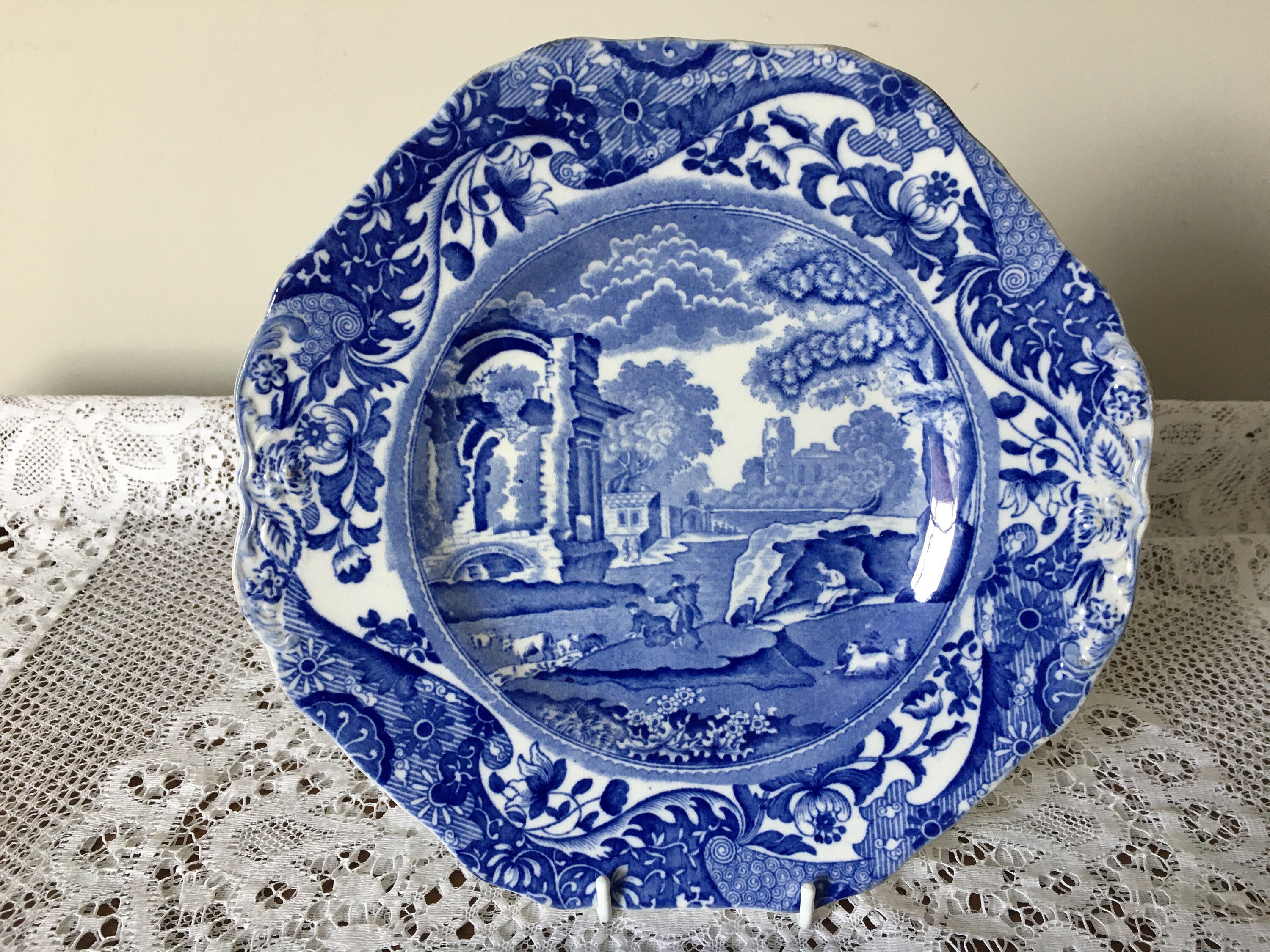 Copeland Spode Blue Italian Cake Plate Blue Stamp & Etsy
