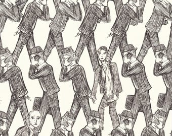 Items Similar To Modern Charcoal Drawing Of Men In Suits On Etsy