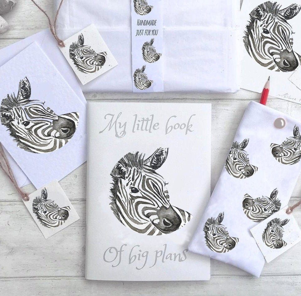 Zebra gifts Zebra stationery Zebra notebook Zebra pencil Etsy