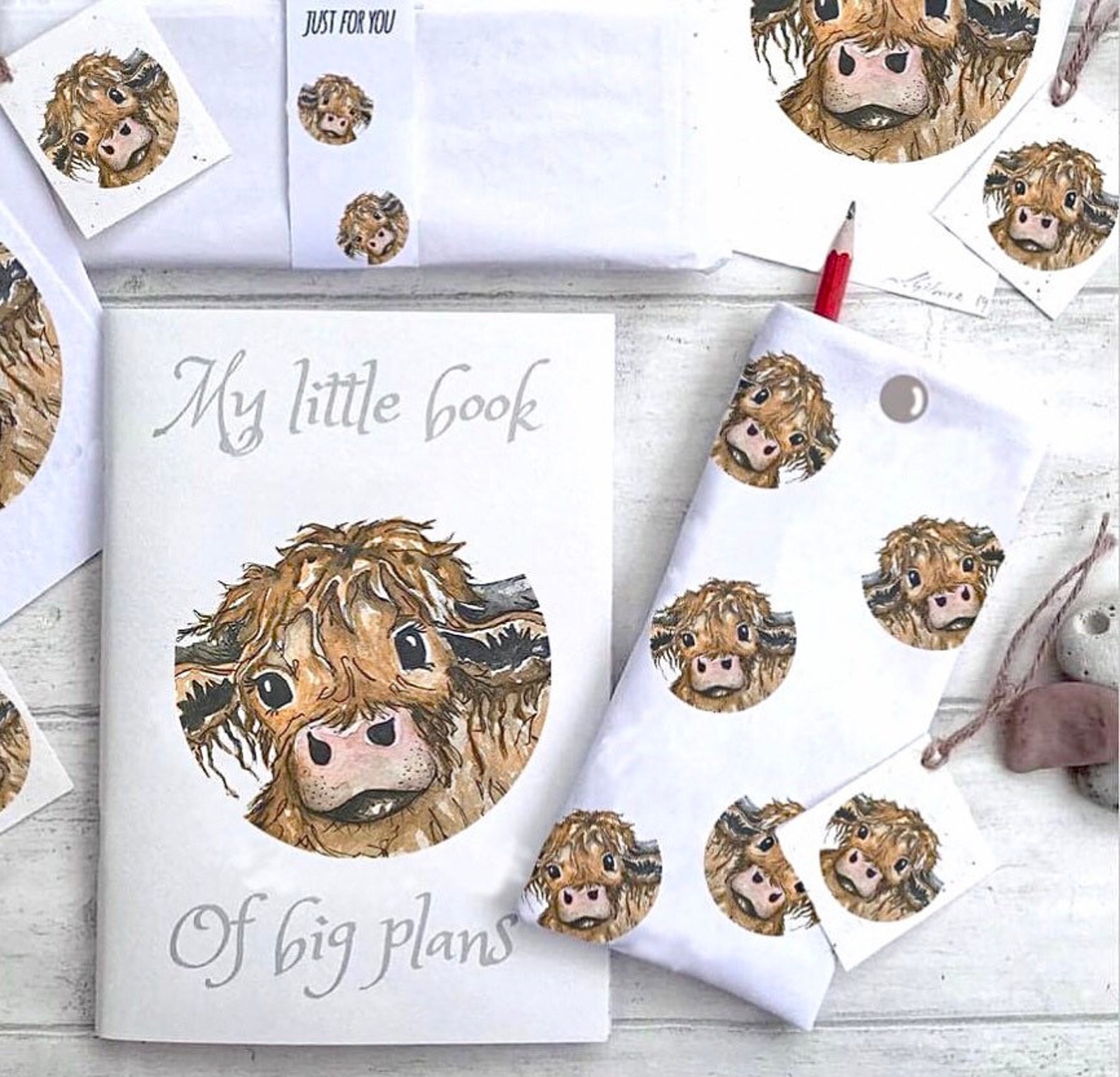 Highland cow stationery set Gift for stationery lover Cow Etsy