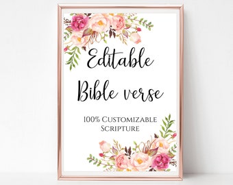Custom Bible Verse Wall Art, Personalized Scripture Cards, Editable Scripture Sign, TEMPLETT template