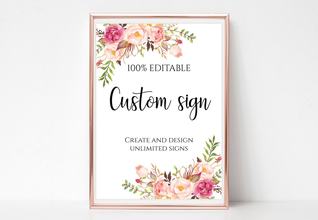 Editable Custom Wedding Sign Template Self Edit in TEMPLETT Printable Editable Custom Wedding Sign Template Self Edit in TEMPLETT Printable