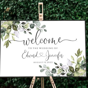 Greenery Wedding Welcome Sign, Boho Wedding Welcome Sign Template, Editable & Printable, Templett Digital Download image 6