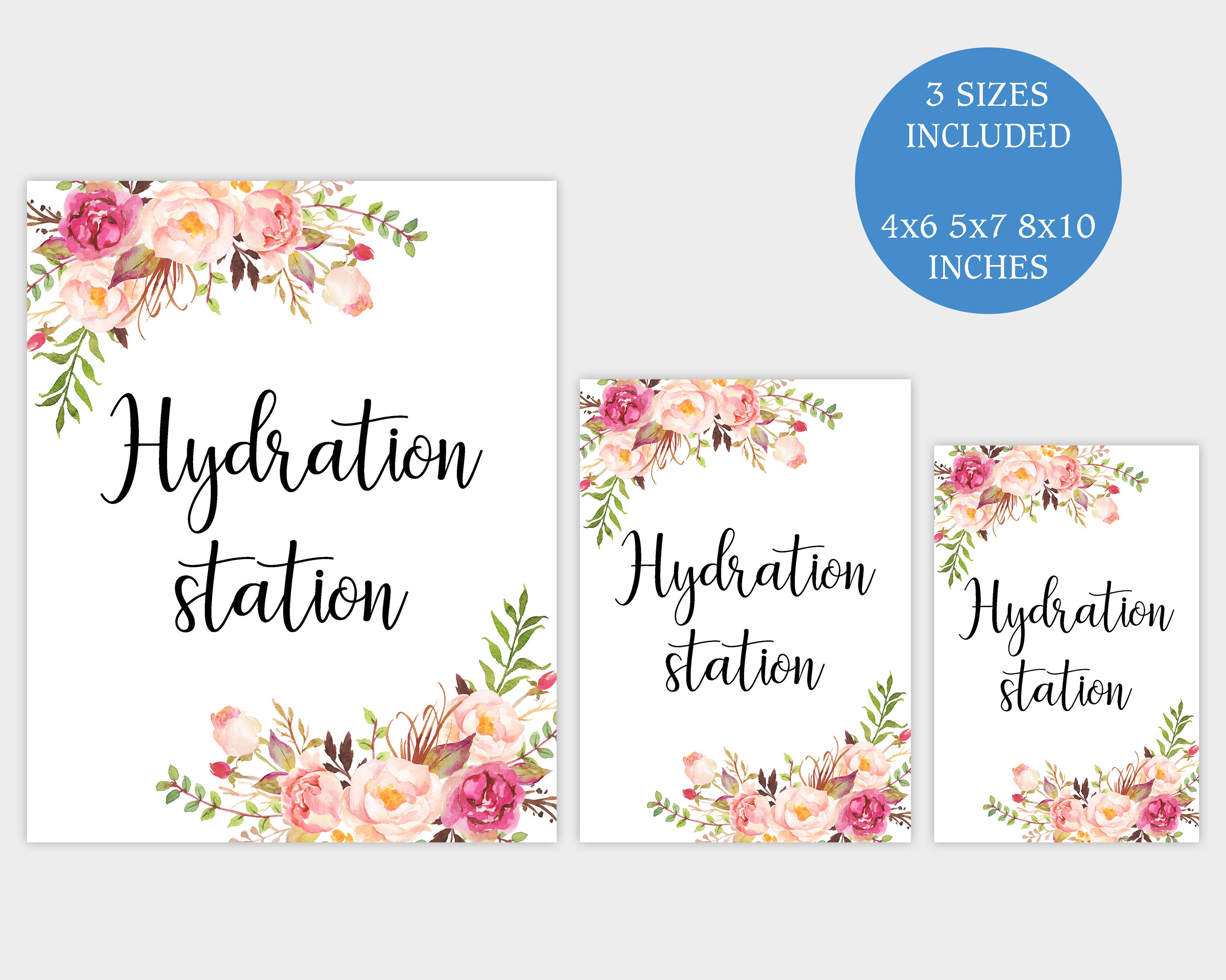 Hydration Station Sign Printable Wedding Beverage Signs Party Water ...