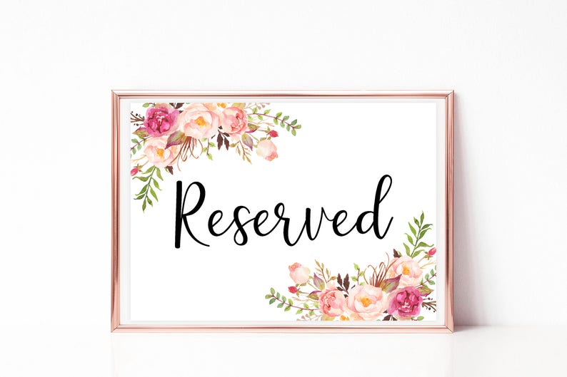 Reserved Sign Printable Floral Wedding Reserved Table Sign Etsy
