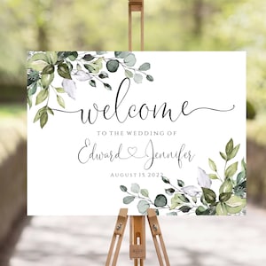 Greenery Wedding Welcome Sign, Boho Wedding Welcome Sign Template, Editable & Printable, Templett Digital Download image 8