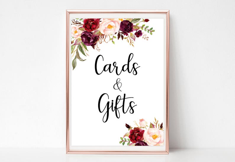 Cards and gifts Wedding sign Gift table sign Printable wedding reception signage Instant download PDF template image 1