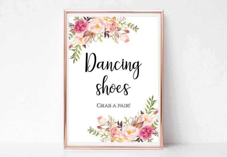 Wedding Dancing Shoes Sign Floral Party Flip Flops For Wedding Etsy