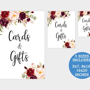 Cards and gifts Wedding sign Gift table sign Printable wedding reception signage Instant download PDF template image 2