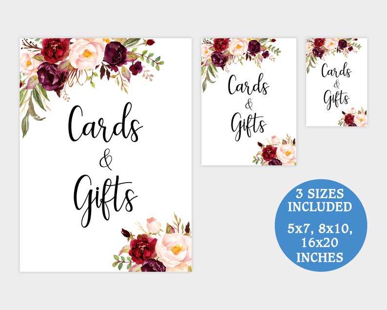 Cards and gifts Wedding sign Gift table sign Printable wedding reception signage Instant download PDF template image 2