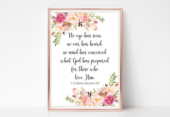1 Corinthians 2 9 Print No Eye Has Seen No Ear Has Heard Bible Verse Sign Scripture Wall Decal Printable Bible Quote Instant Download