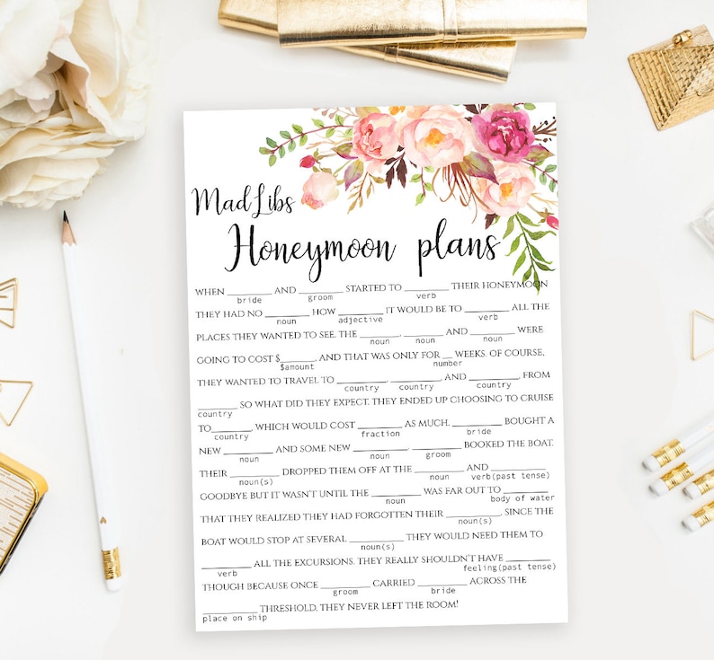 Printable Funny Wedding Mad Libs Template