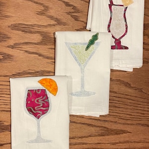 Cocktailkeukenhanddoeken, theedoeken met applicatie, theedoeken drinken, handdoek drinken, schattige kleine handdoek