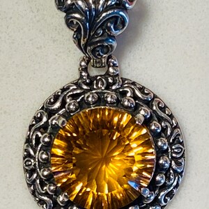 Citrine color quartz pendant bali design sterling silver 925