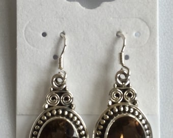 Smoky Quartz earrings sterling silver 925