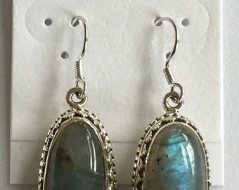 Labradorite earrings sterling silver 925