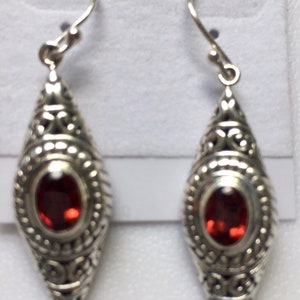 Garnet earrings sterling silver 925 Bali