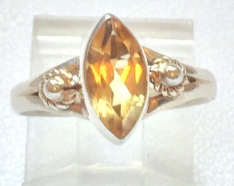 Citrine sterling silver ring 925