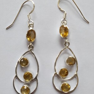 Citrine earrings sterling silver 925