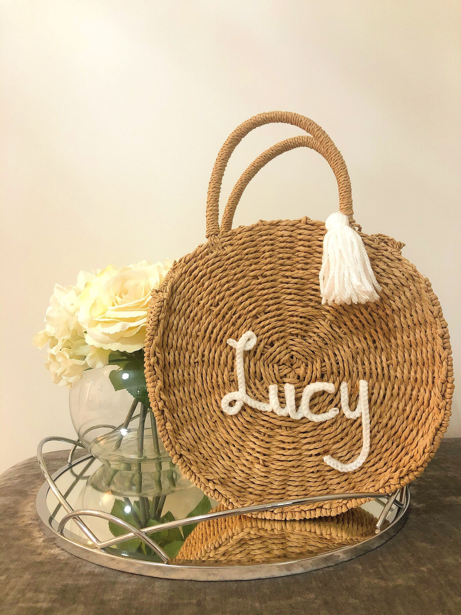 Personalised Straw Beach Bag Etsy